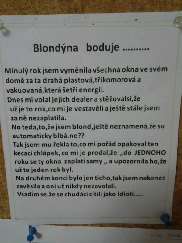 Vtip s blondýnou